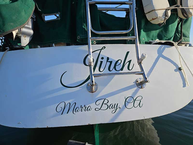 Sailboat transom boat name